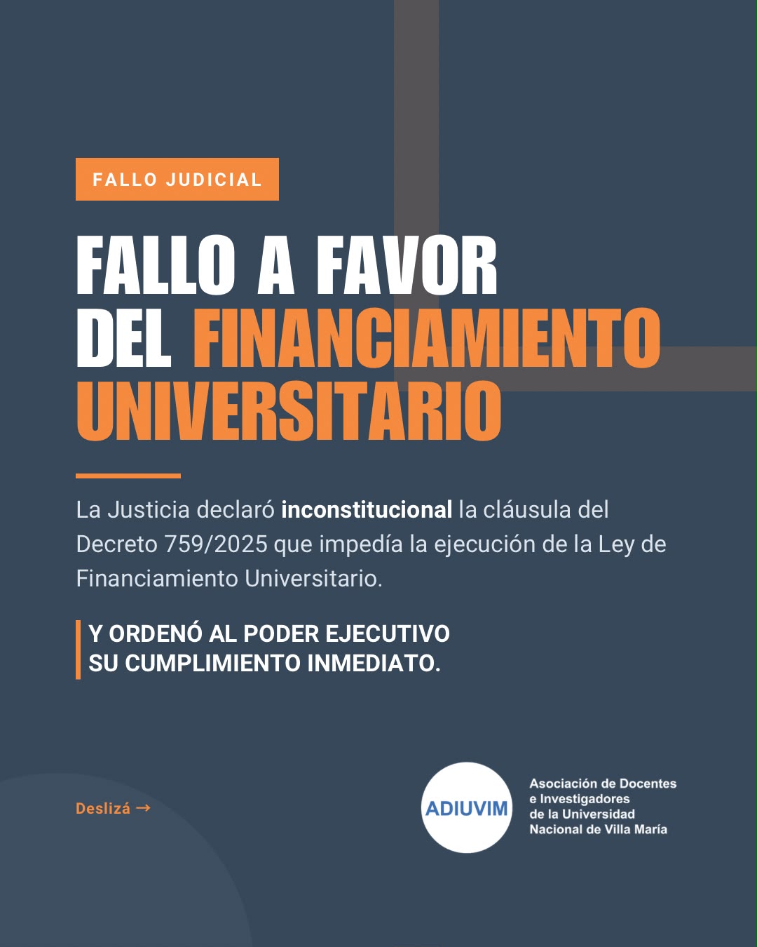 La Justicia pone límites al Poder Ejecutivo y ordena cumplir la Ley de Financiamiento Universitario