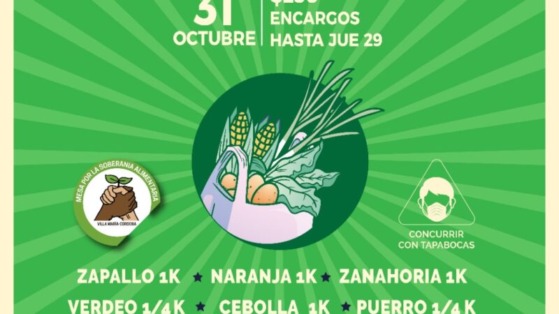 La Mesa por la Soberanía Alimentaria organiza un nuevo bolsón el sábado 31 de octubre
