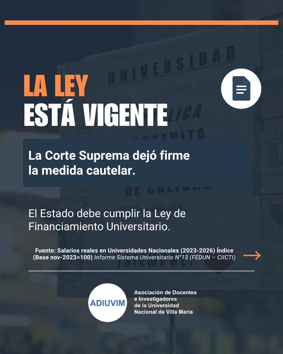 Nuevo Informe de CIICTI/FEDUN: exigimos el cumplimiento urgente de la ley