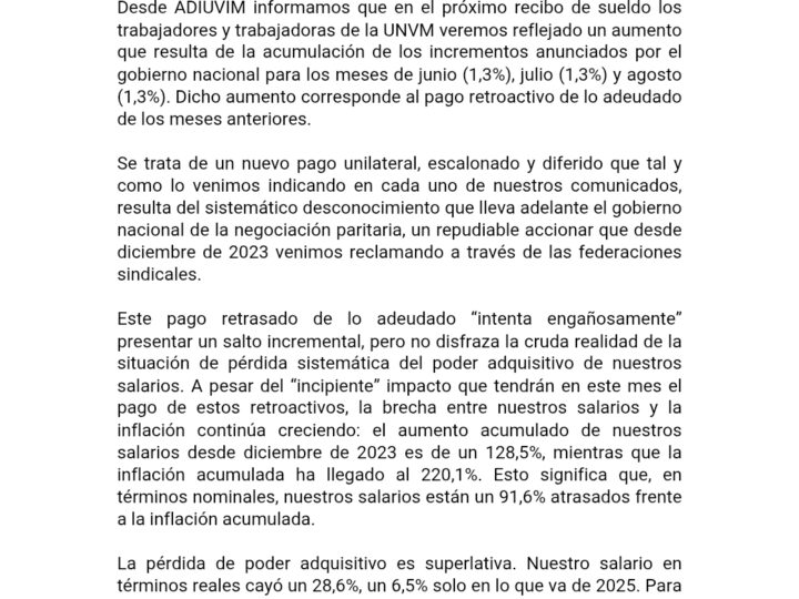 LA PÉRDIDA SALARIAL AVANZA