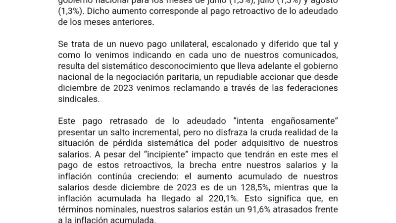LA PÉRDIDA SALARIAL AVANZA
