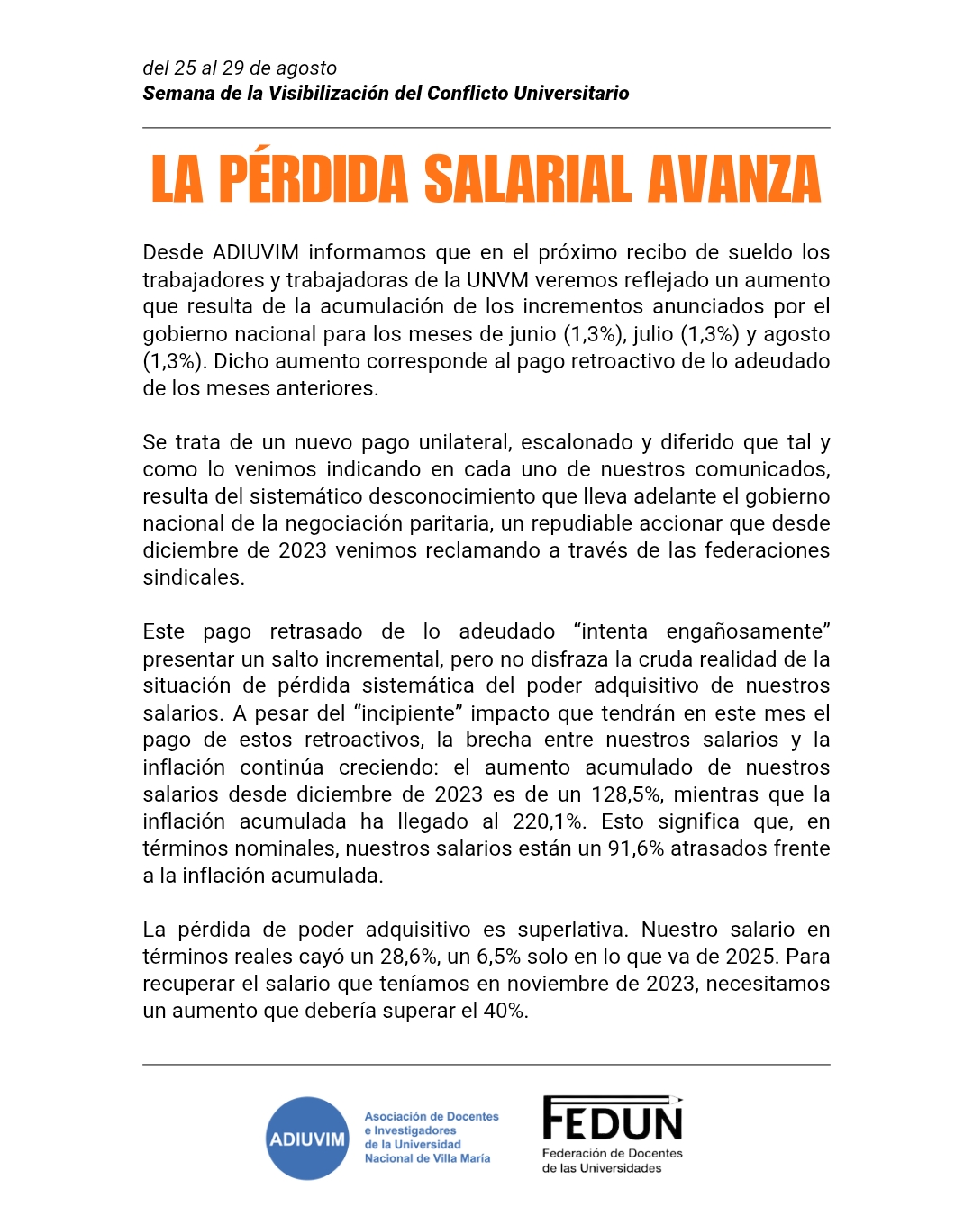 LA PÉRDIDA SALARIAL AVANZA