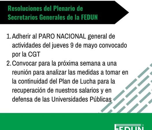 Resoluciones del Plenario de Secretarios Generales