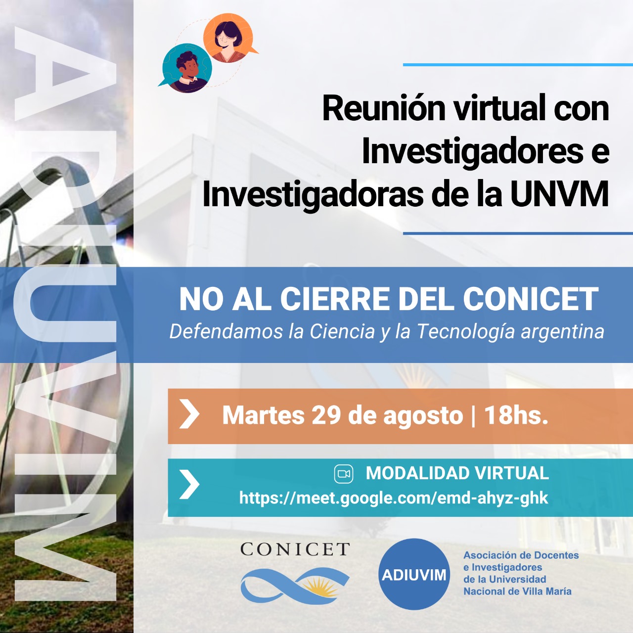 Reunión Virtual con Investigadores e Investigadoras de la UNVM
